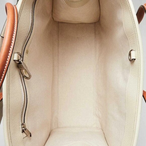 Gucci White Canvas/Leather GG Interlocking Top Handle Tote Bag - Picture 9 of 10